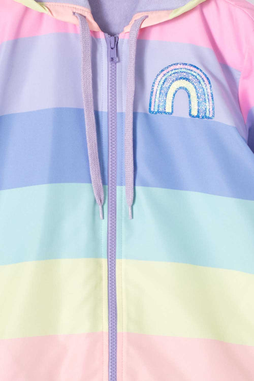 GIRLS' MULTICOLORED FLEECE ZIP-UP HOODIE