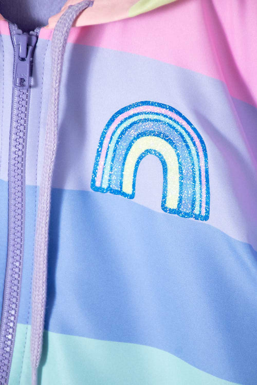 GIRLS' MULTICOLORED FLEECE ZIP-UP HOODIE
