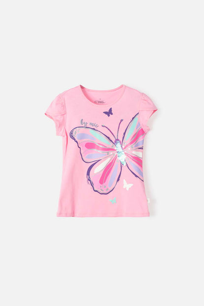 CAMISETA MIC DE MANGA CORTA ROSADO PARA NIÑA