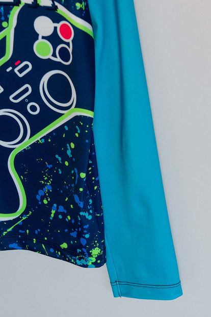 CONJUNTO DE BAÑO MIC MANGA LARGA AZUL PARA NIÑO