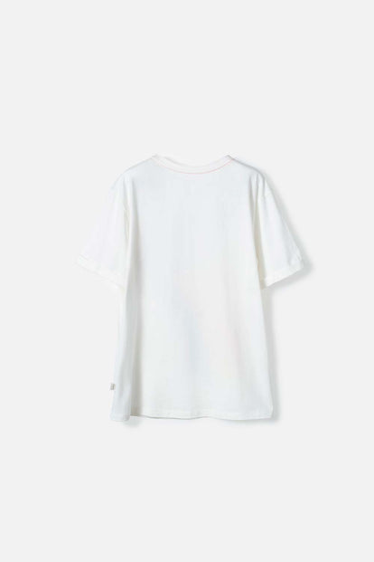 CAMISETA DE MIC MANGA CORTA MARFIL PARA NIÑA
