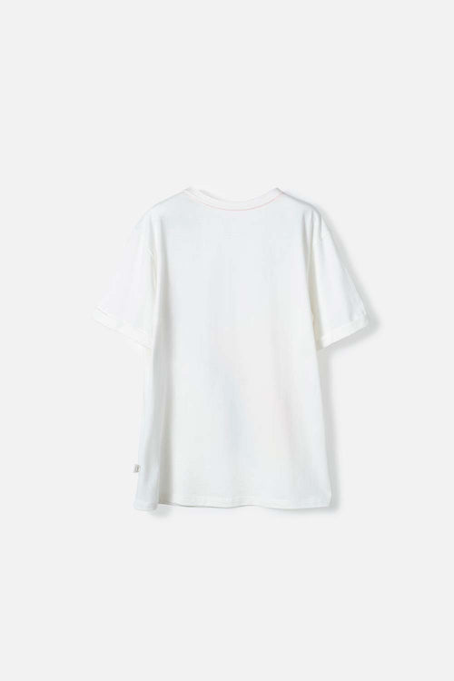 CAMISETA DE MIC MANGA CORTA MARFIL PARA NIÑA