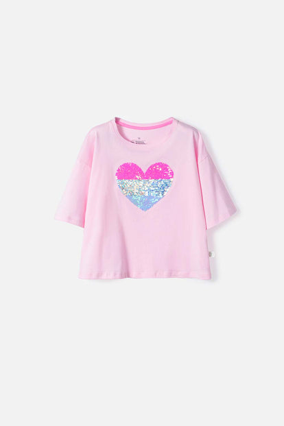 CAMISETA DE MIC MANGA CORTA ROSADA PARA NIÑA
