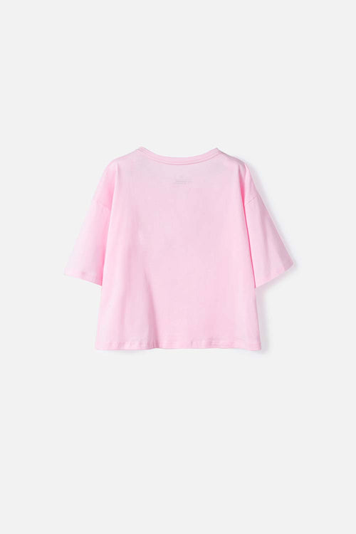 CAMISETA DE MIC MANGA CORTA ROSADA PARA NIÑA