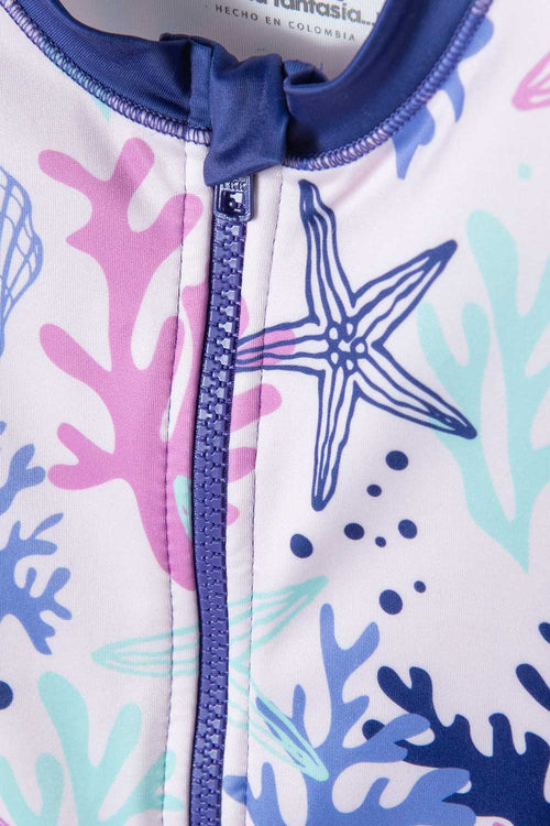 GIRL'S PURPLE MIC LONG-SLEEVED SWIMSUIT