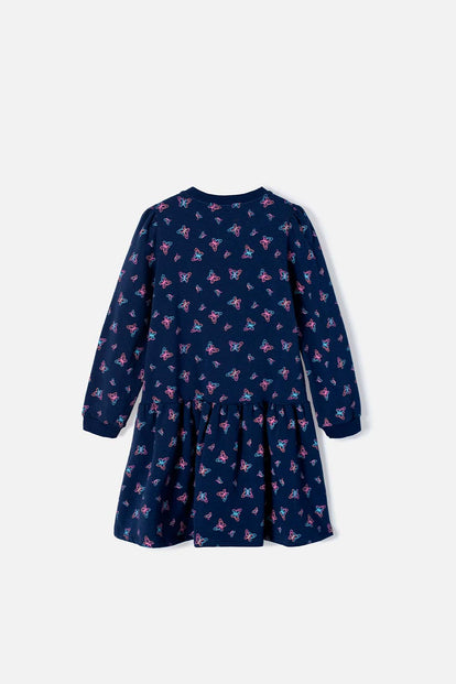 VESTIDO DE MIC MANGA LARGA AZUL PARA NIÑA