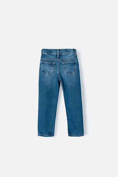 JEAN LITTLEMIC EN DENIM TONO MEDIO CINCO BOLSILLOS PARA NIÑO 2T A 5T