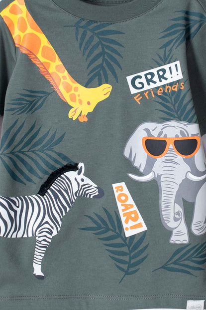 CAMISETA DE LITTLEMIC MANGA LARGA VERDE/GRIS PARA NIÑO