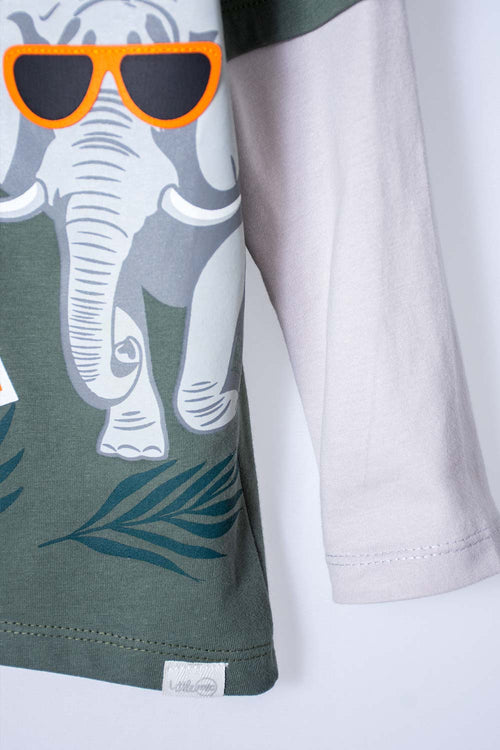 LITTLEMIC BOY'S LONG SLEEVE T-SHIRT GREEN/GREY