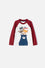 CAMISETA DE LITTLEMIC MANGA LARGA MARFIL Y VINOTINTO PARA NIÑO 2T A 5T