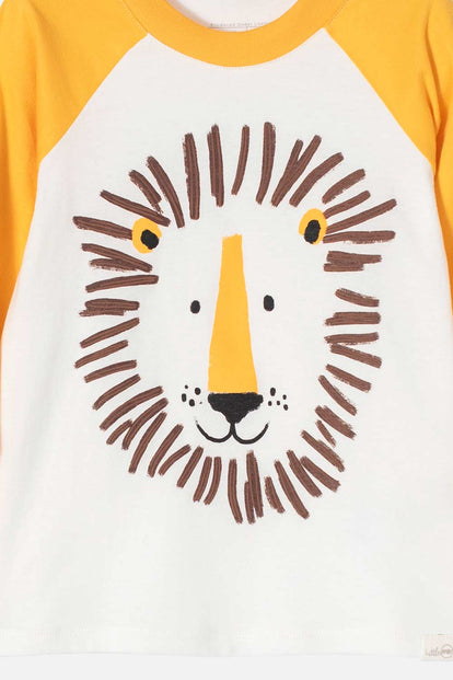 CAMISETA DE LITTLEMIC MANGA LARGA MARFIL Y AMARILLO PARA NIÑO 2T A 5T