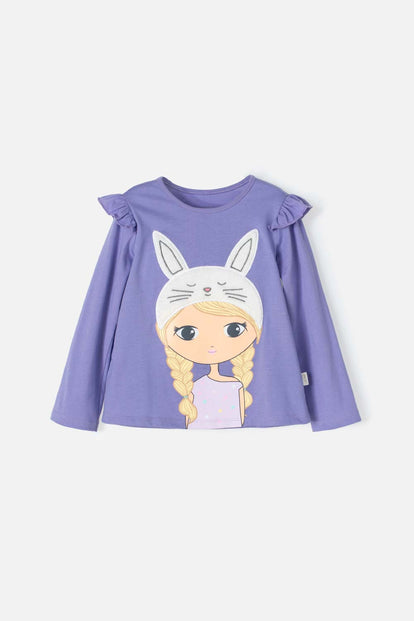 CAMISETA DE LITTLEMIC MANGA LARGA MORADA PARA NIÑA 2T A 5T
