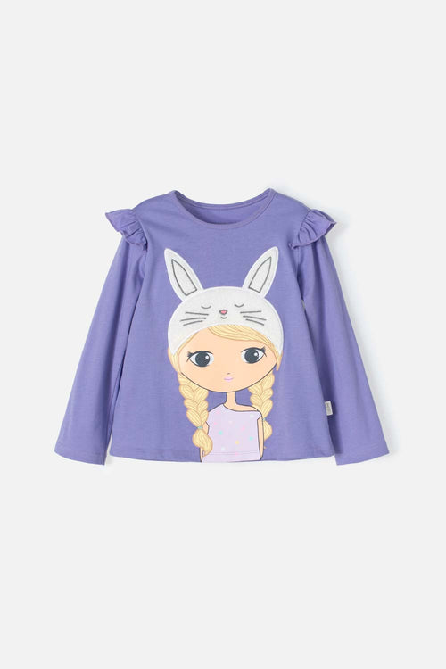 LITTLEMIC LONG SLEEVE PURPLE SHIRT FOR GIRLS 2T TO 5T
