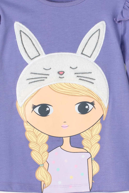 CAMISETA DE LITTLEMIC MANGA LARGA MORADA PARA NIÑA 2T A 5T