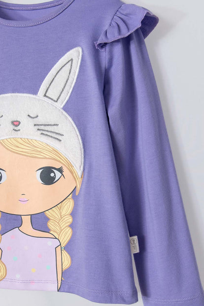 CAMISETA DE LITTLEMIC MANGA LARGA MORADA PARA NIÑA 2T A 5T