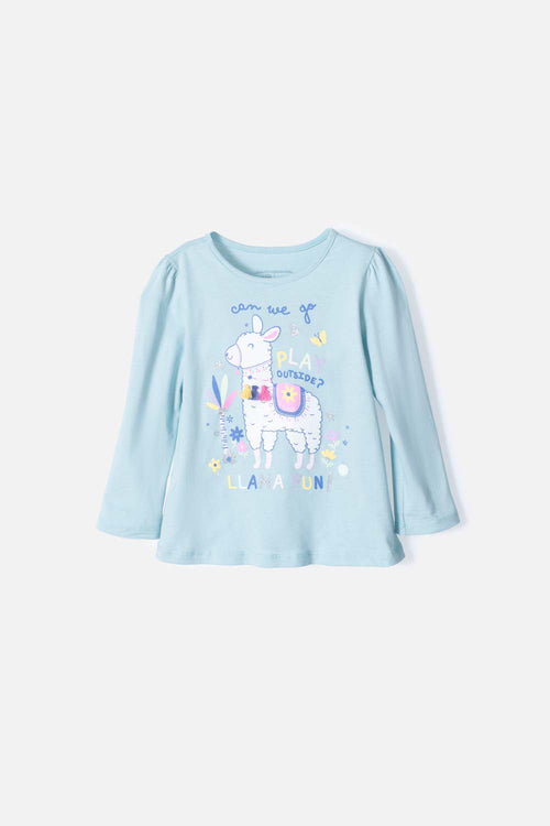 LITTLEMIC LONG-SLEEVED BLUE T-SHIRT FOR GIRL 2T TO 5T