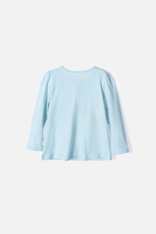 LITTLEMIC LONG-SLEEVED BLUE T-SHIRT FOR GIRL 2T TO 5T