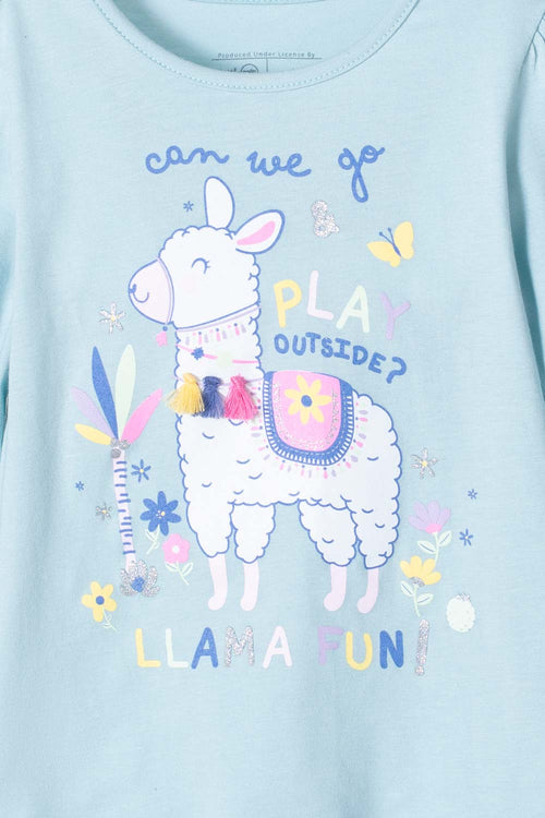 LITTLEMIC LONG-SLEEVED BLUE T-SHIRT FOR GIRL 2T TO 5T