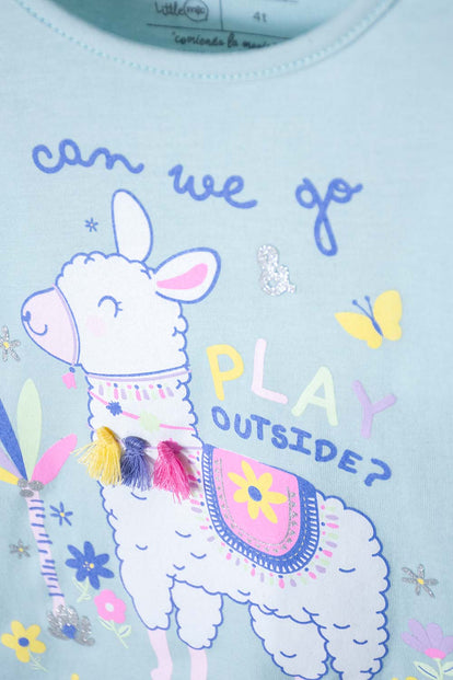 CAMISETA DE LITTLEMIC MANGA LARGA AZUL PARA NIÑA 2T A 5T