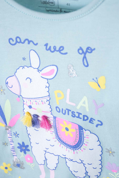 LITTLEMIC LONG-SLEEVED BLUE T-SHIRT FOR GIRL 2T TO 5T