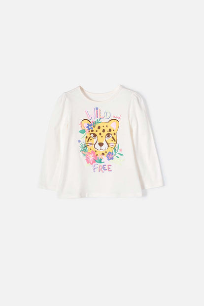 CAMISETA DE LITTLEMIC MANGA LARGA MARFIL PARA NIÑA