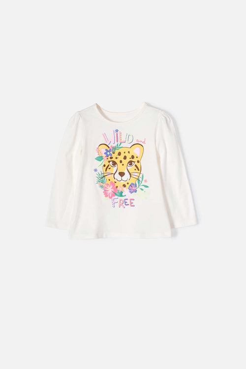 LITTLEMIC GIRL'S IVORY LONG SLEEVE T-SHIRT
