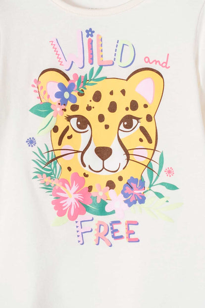 CAMISETA DE LITTLEMIC MANGA LARGA MARFIL PARA NIÑA