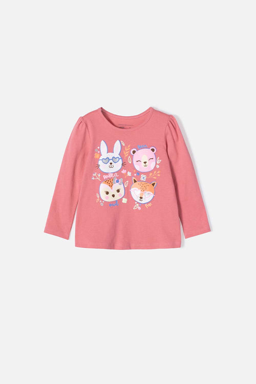 LITTLEMIC LONG SLEEVE TOP ROSEWOOD FOR GIRL 2T TO 5T