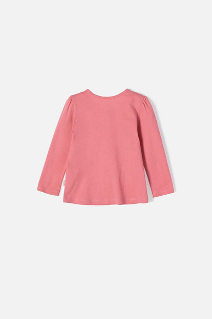 CAMISETA DE LITTLEMIC MANGA LARGA PALO DE ROSA PARA NIÑA 2T A 5T