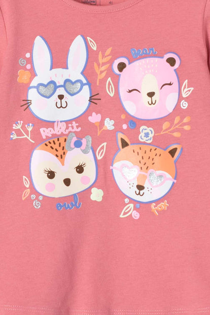 CAMISETA DE LITTLEMIC MANGA LARGA PALO DE ROSA PARA NIÑA 2T A 5T