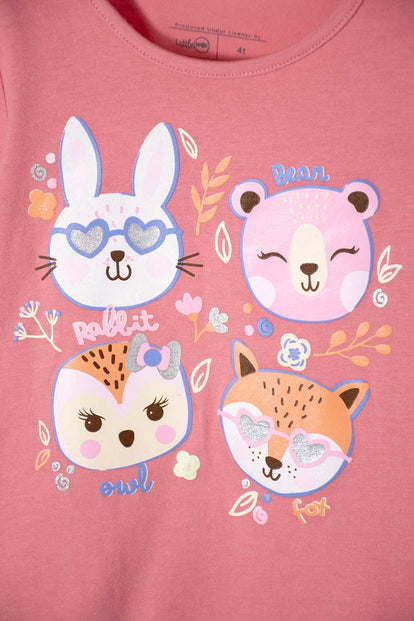 CAMISETA DE LITTLEMIC MANGA LARGA PALO DE ROSA PARA NIÑA 2T A 5T