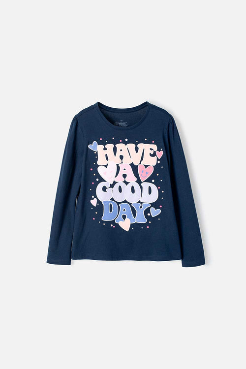 CAMISETA DE MIC MANGA LARGA AZUL PARA NIÑA