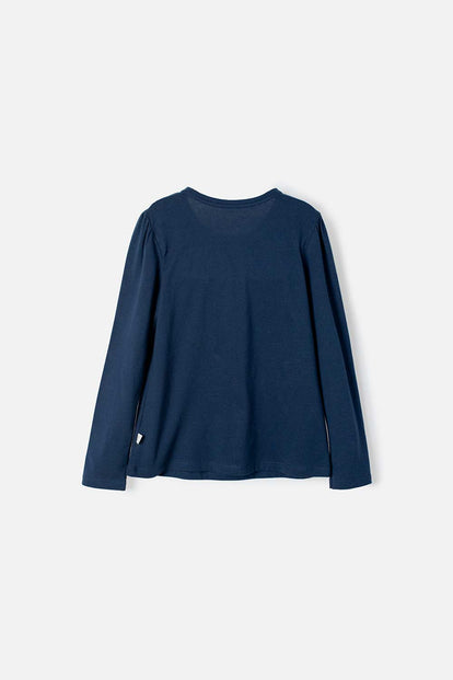 CAMISETA DE MIC MANGA LARGA AZUL PARA NIÑA