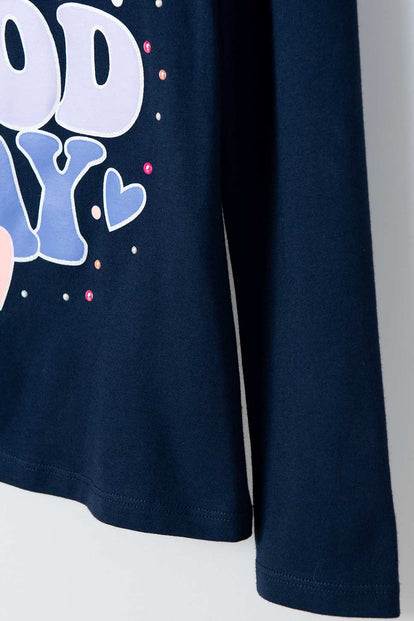 CAMISETA DE MIC MANGA LARGA AZUL PARA NIÑA