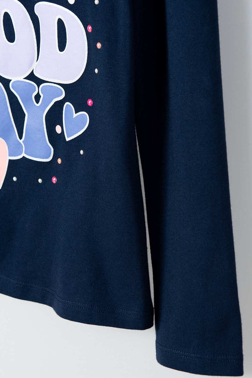 CAMISETA DE MIC MANGA LARGA AZUL PARA NIÑA