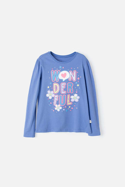 CAMISETA DE MIC MANGA LARGA AZUL PARA NIÑA