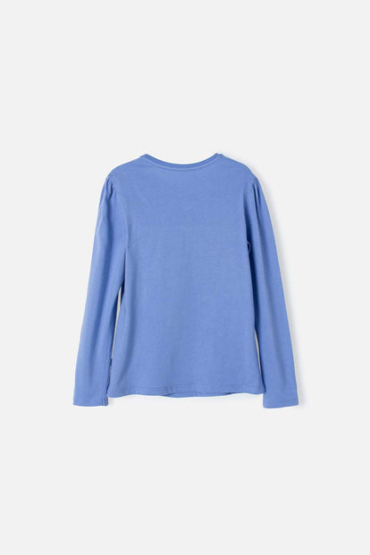 CAMISETA DE MIC MANGA LARGA AZUL PARA NIÑA