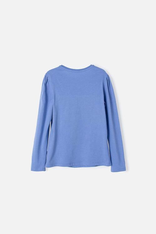 CAMISETA DE MIC MANGA LARGA AZUL PARA NIÑA