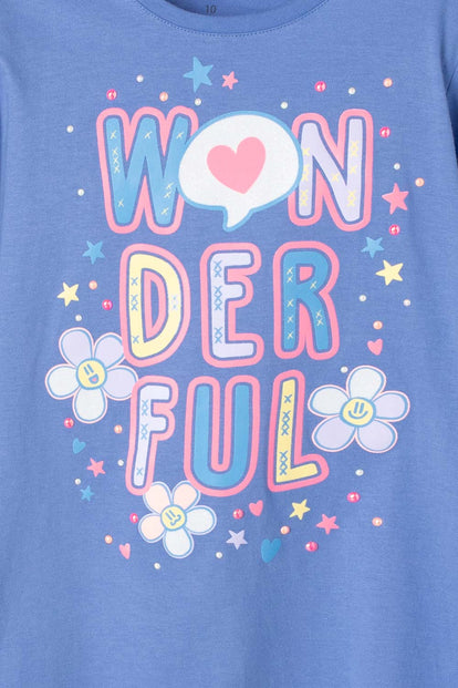 CAMISETA DE MIC MANGA LARGA AZUL PARA NIÑA