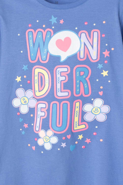 CAMISETA DE MIC MANGA LARGA AZUL PARA NIÑA