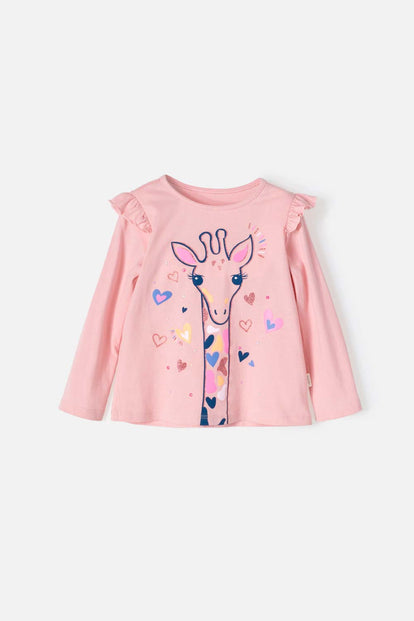 CAMISETA DE LITTLEMIC ROSADA MANGA LARGA PARA NIÑA