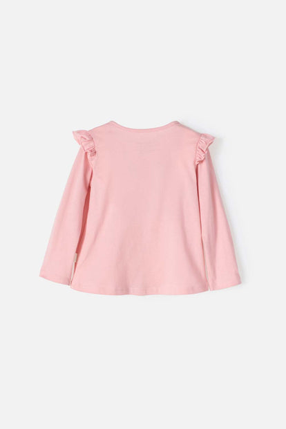 CAMISETA DE LITTLEMIC ROSADA MANGA LARGA PARA NIÑA