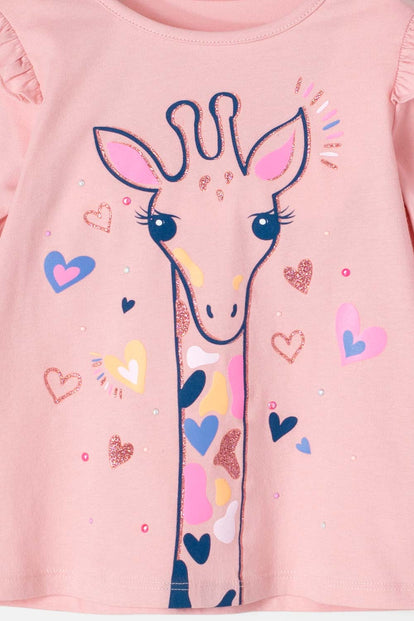 CAMISETA DE LITTLEMIC ROSADA MANGA LARGA PARA NIÑA