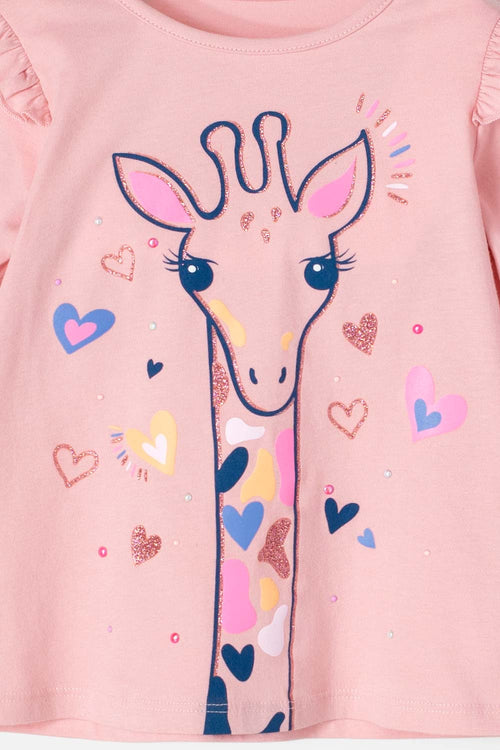 LITTLEMIC PINK LONG-SLEEVED T-SHIRT FOR GIRLS