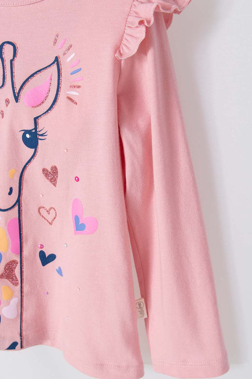 LITTLEMIC PINK LONG-SLEEVED T-SHIRT FOR GIRLS