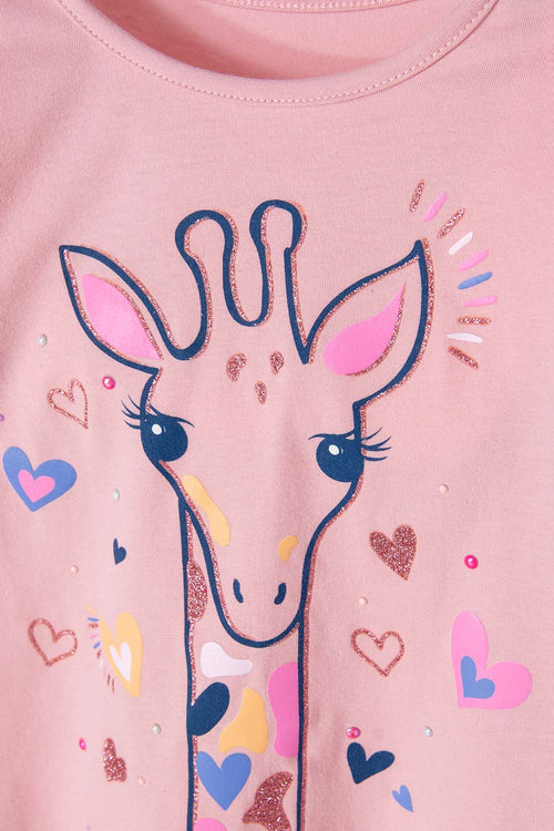 LITTLEMIC PINK LONG-SLEEVED T-SHIRT FOR GIRLS
