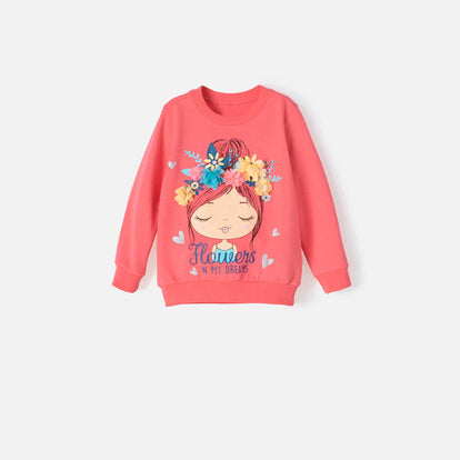 BUZO DE LITTLEMIC CUELLO REDONDO CORAL PARA NIÑA