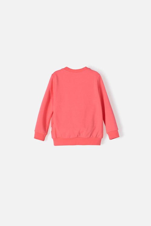 LITTLEMIC GIRL'S CORAL ROUND-NECK SWEATER