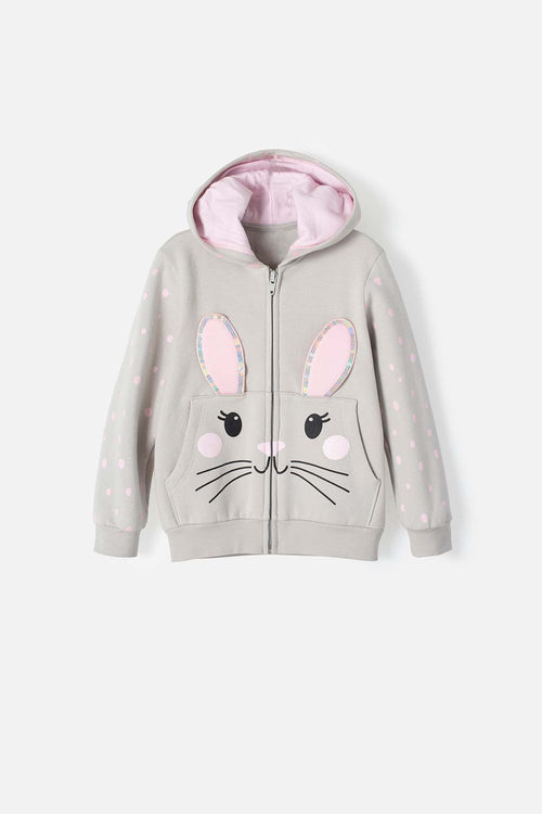 LITTLEMIC ZIP-UP SWEATSHIRT AND GRAY SWEATER FOR GIRL