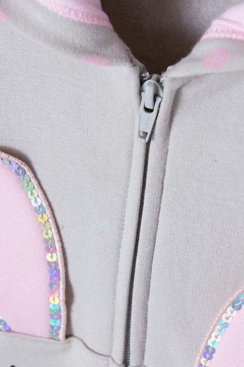 LITTLEMIC ZIP-UP SWEATSHIRT AND GRAY SWEATER FOR GIRL